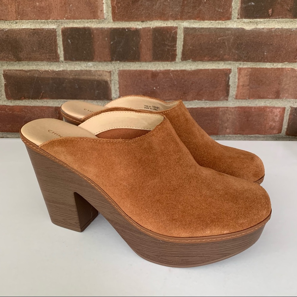 Chinese Laundry Women's Florina Brown Suede Slide Mules Block Heel US 10 M